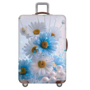 Чехол для чемодана «Бело-голубые ромашки» 1019